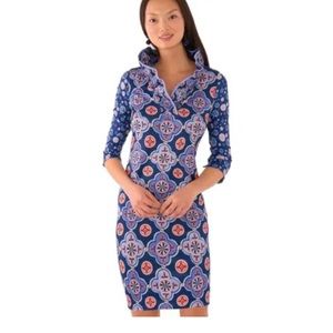 Gretchen Scott Designs Blue and Pink Patterned Dress